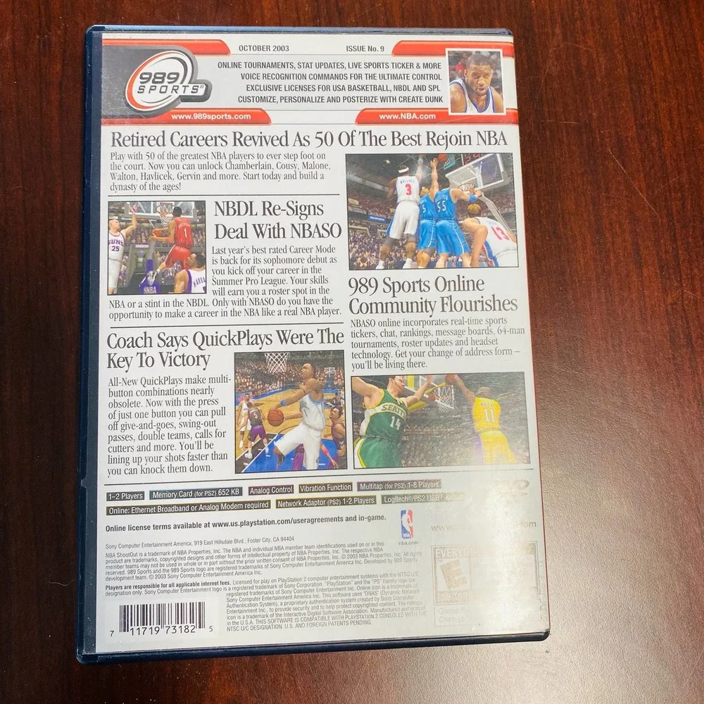 Sony PlayStation 2 NBA Shoot Out 2004 989 Sports with Manual & Case